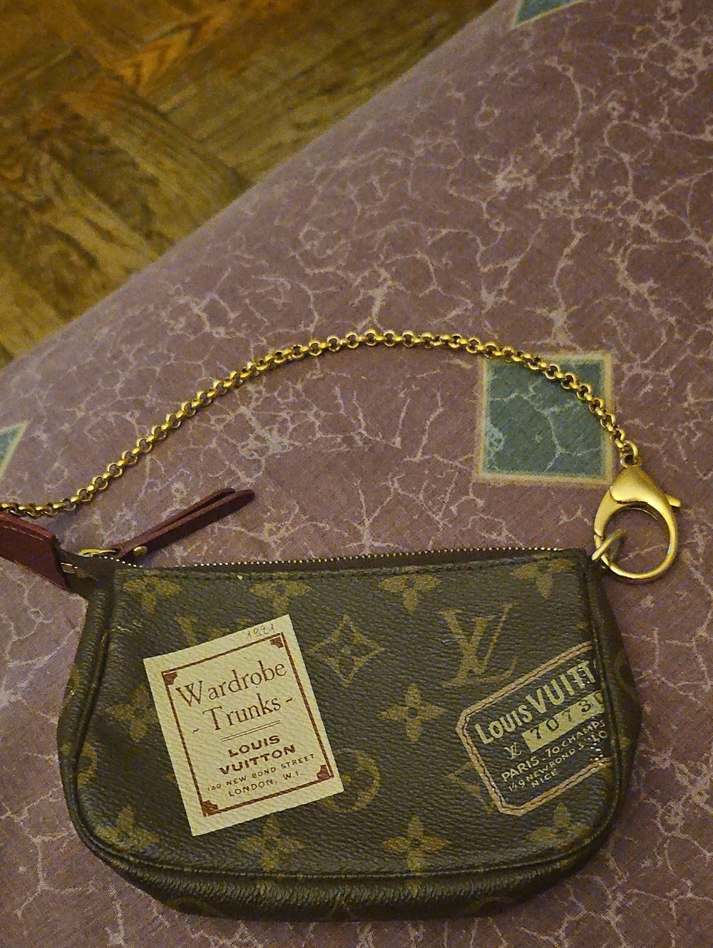 Louis Vuitton Monogram Canvas Key Pouch with Gold Chain